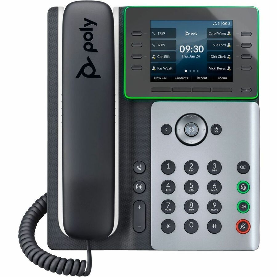 Poly Edge E300 IP Phone - Corded - Corded - Desktop, Wall Mountable - Black