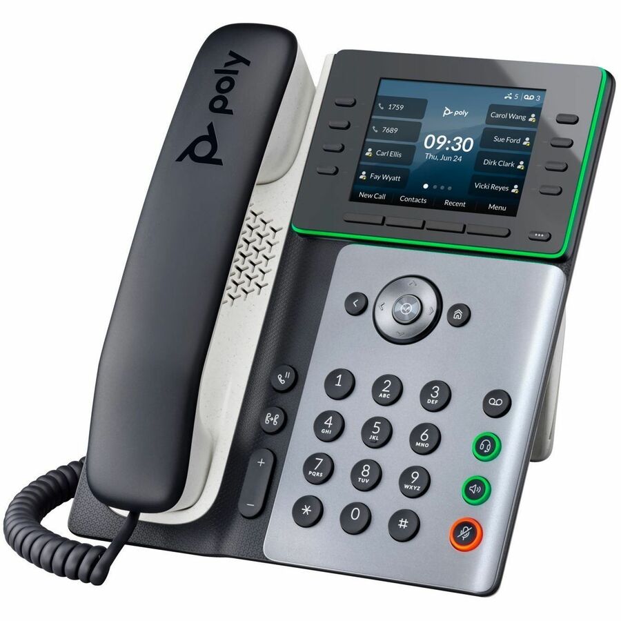 Poly Edge E300 IP Phone - Corded - Corded - Desktop, Wall Mountable - Black