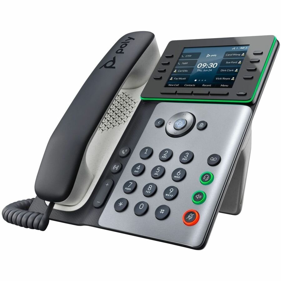 Poly Edge E300 IP Phone - Corded - Corded - Desktop, Wall Mountable - Black