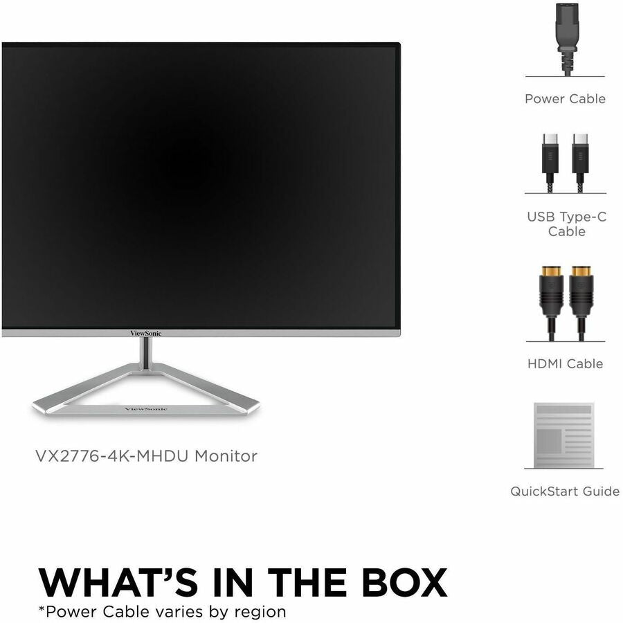 ViewSonic VX2776-4K-MHDU 27 Inch 4K UHD IPS Monitor, 65W USB C, HDR10 Content Support, Thin Bezels, HDMI and DisplayPort