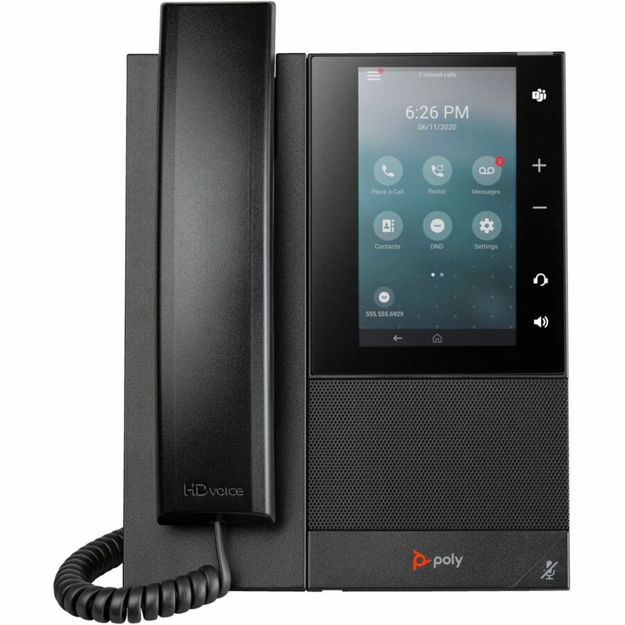 Poly CCX 505 IP Phone - Corded - Corded/Cordless - Bluetooth, Wi-Fi - Desktop, Wall Mountable - Black