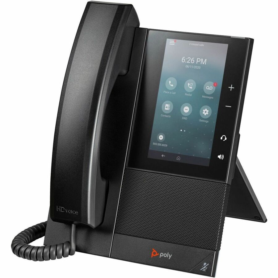 Poly CCX 505 IP Phone - Corded - Corded/Cordless - Bluetooth, Wi-Fi - Desktop, Wall Mountable - Black