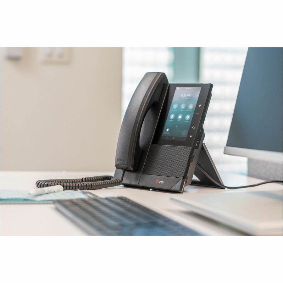 Poly CCX 505 IP Phone - Corded - Corded/Cordless - Bluetooth, Wi-Fi - Desktop, Wall Mountable - Black