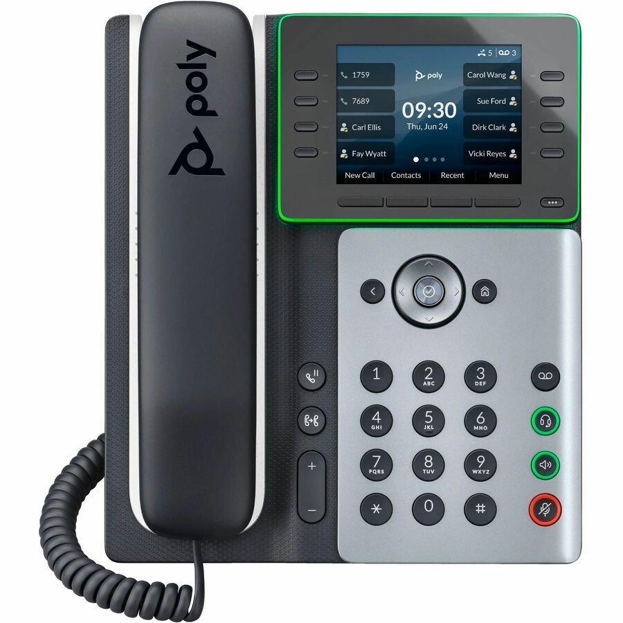 Poly Edge E350 IP Phone - Corded - Corded/Cordless - Wi-Fi, Bluetooth - Desktop, Wall Mountable - Black - TAA Compliant