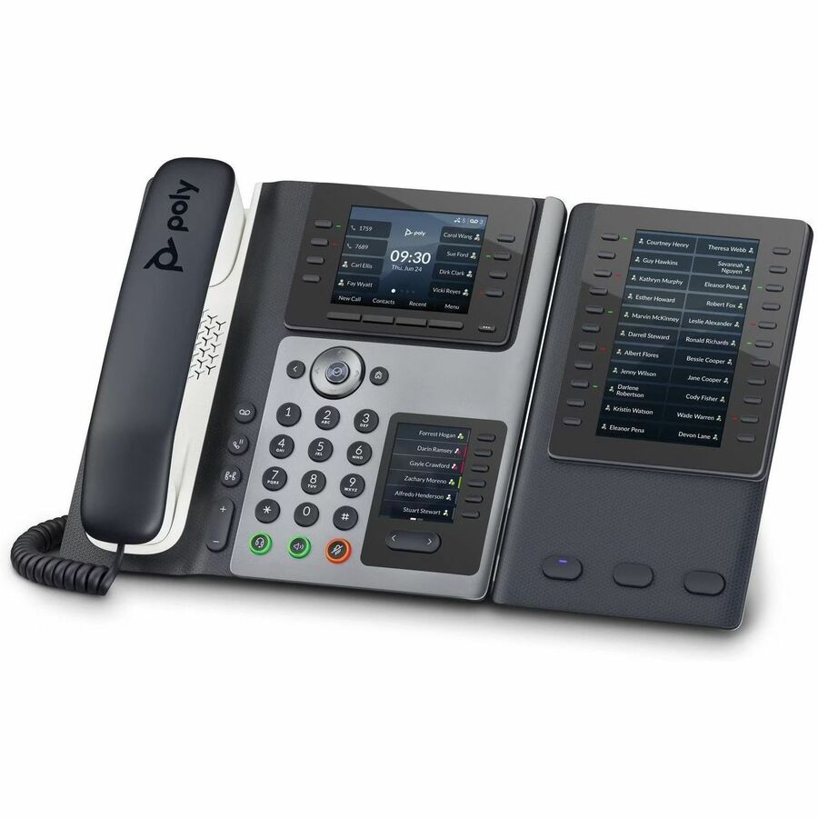 Poly Edge E450 IP Phone - Corded - Corded/Cordless - Wi-Fi, Bluetooth - Desktop - Black