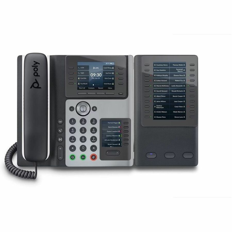 Poly Edge E450 IP Phone - Corded - Corded/Cordless - Wi-Fi, Bluetooth - Desktop - Black