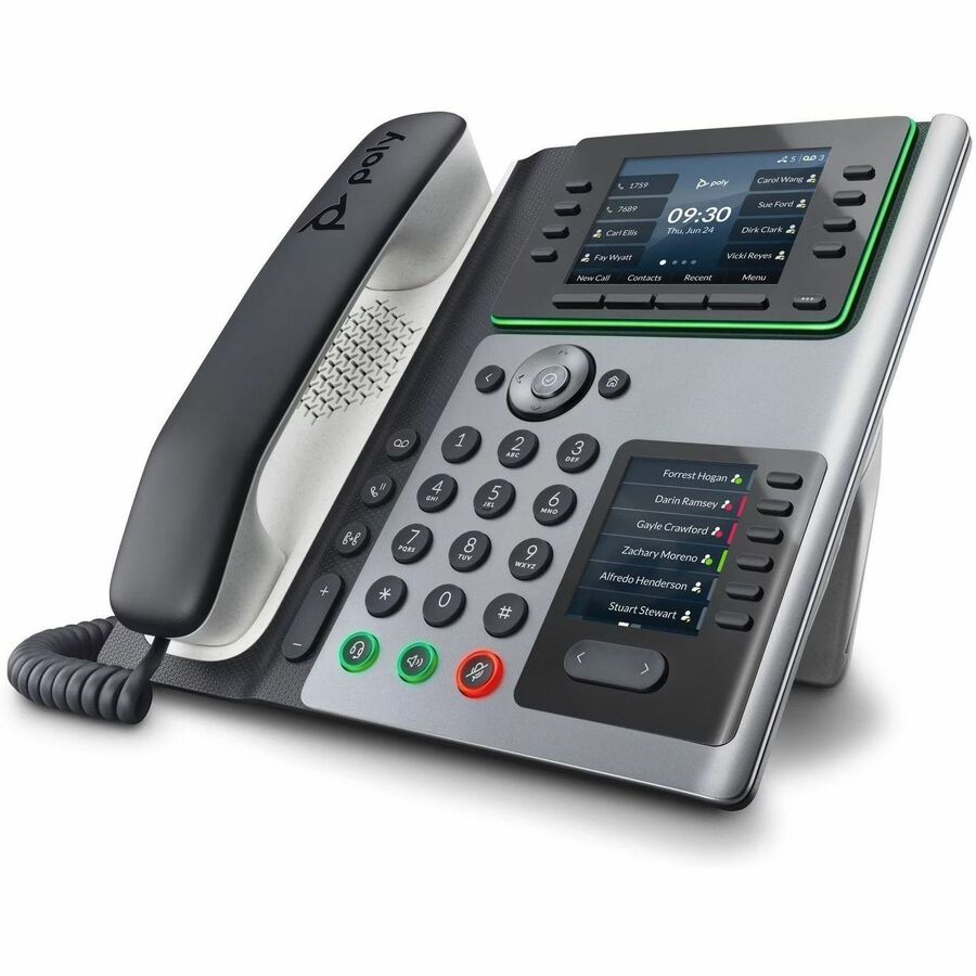 Poly Edge E450 IP Phone - Corded - Corded/Cordless - Wi-Fi, Bluetooth - Desktop - Black