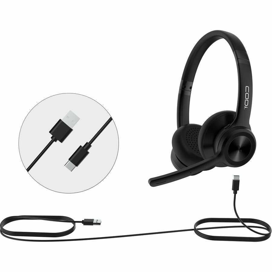 CODi CLARO Wired Stereo Dual Ear Headset w/ AI ENC Microphone