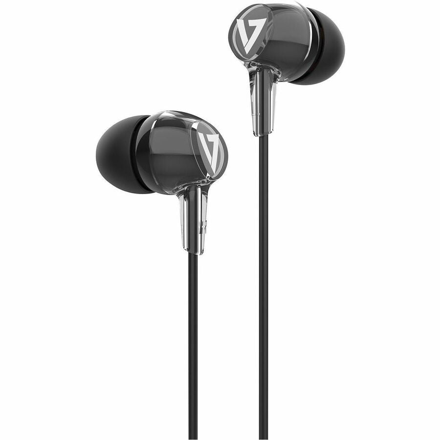 V7 3.5mm Noise Isolating Stereo Earbuds with In-line Mic, iPads, iPhones, iPod, Tablets, Smartphones, Laptop Computer, Chromebook, PC, Black