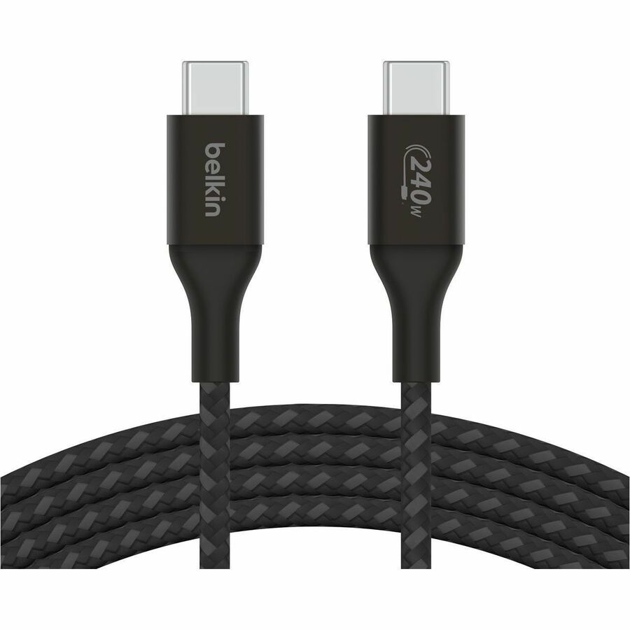 Belkin 240W USB-C to USB-C Cable - 480 Mbps - Nylon, Braided - M/M - 2m/6.6ft - Black