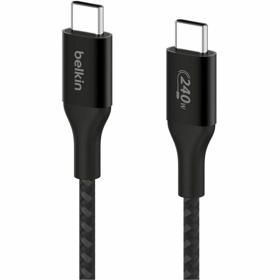 Belkin 240W USB-C to USB-C Cable - 480 Mbps - Nylon, Braided - M/M - 2m/6.6ft - Black