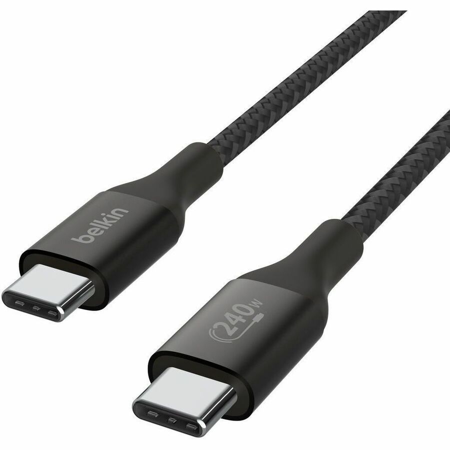 Belkin 240W USB-C to USB-C Cable - 480 Mbps - Nylon, Braided - M/M - 2m/6.6ft - Black