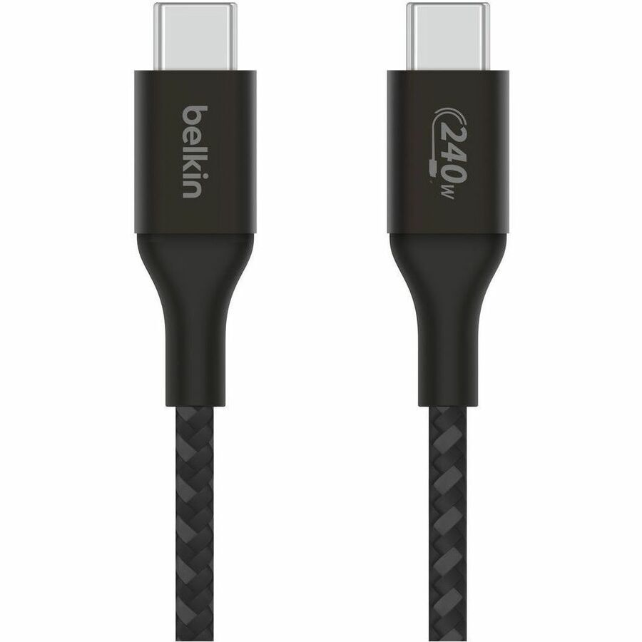 Belkin 240W USB-C to USB-C Cable - 480 Mbps - Nylon, Braided - M/M - 2m/6.6ft - Black