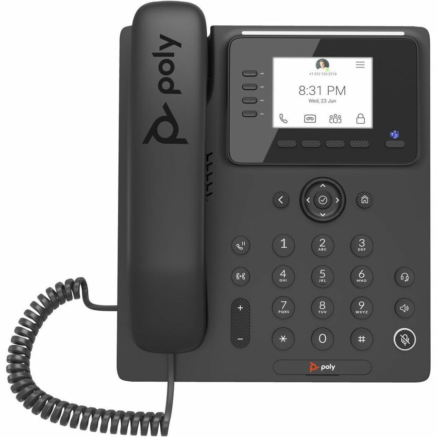 Poly CCX 350 IP Phone - Corded - Corded - Desktop, Wall Mountable - Black - TAA Compliant