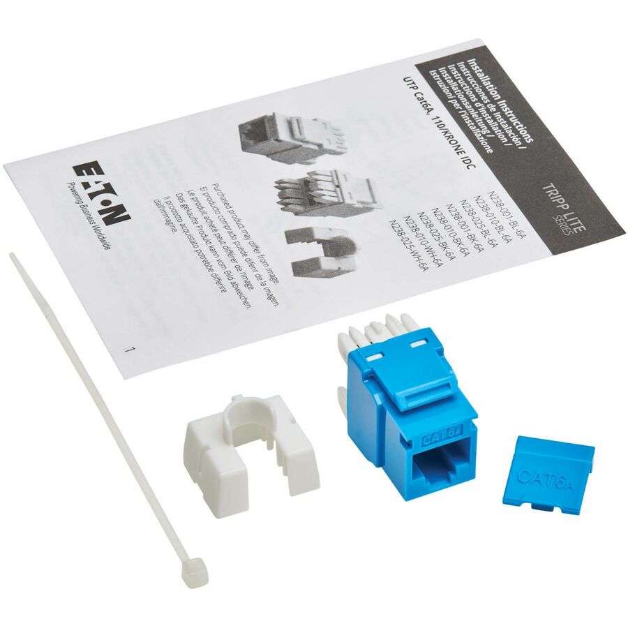 Eaton Tripp Lite Series Cat6a Keystone Jack - 4PPoE Compliant, 110/Krone, 568A/B, RJ45 Ethernet, Blue, TAA