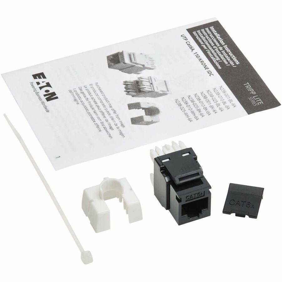 Eaton Tripp Lite Series Cat6a Keystone Jacks, 10 Pack - 4PPoE Compliant, 110/Krone, 568A/B, RJ45 Ethernet, Black, TAA