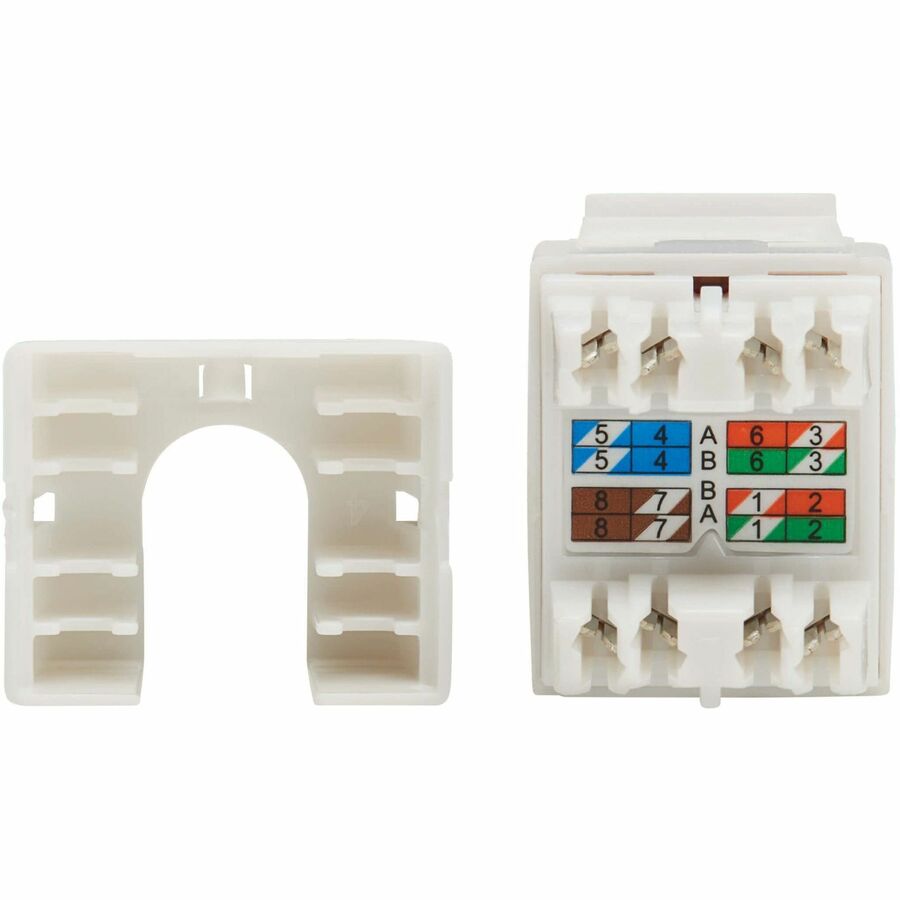 Eaton Tripp Lite Series Cat6a Keystone Jacks, 10 Pack - 4PPoE Compliant, 110/Krone, 568A/B, RJ45 Ethernet, White, TAA