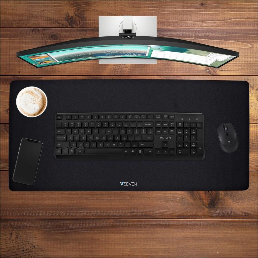 V7 MP04BLK XL Antimicrobial Desk Mat Mouse Pad - Black - 35.43