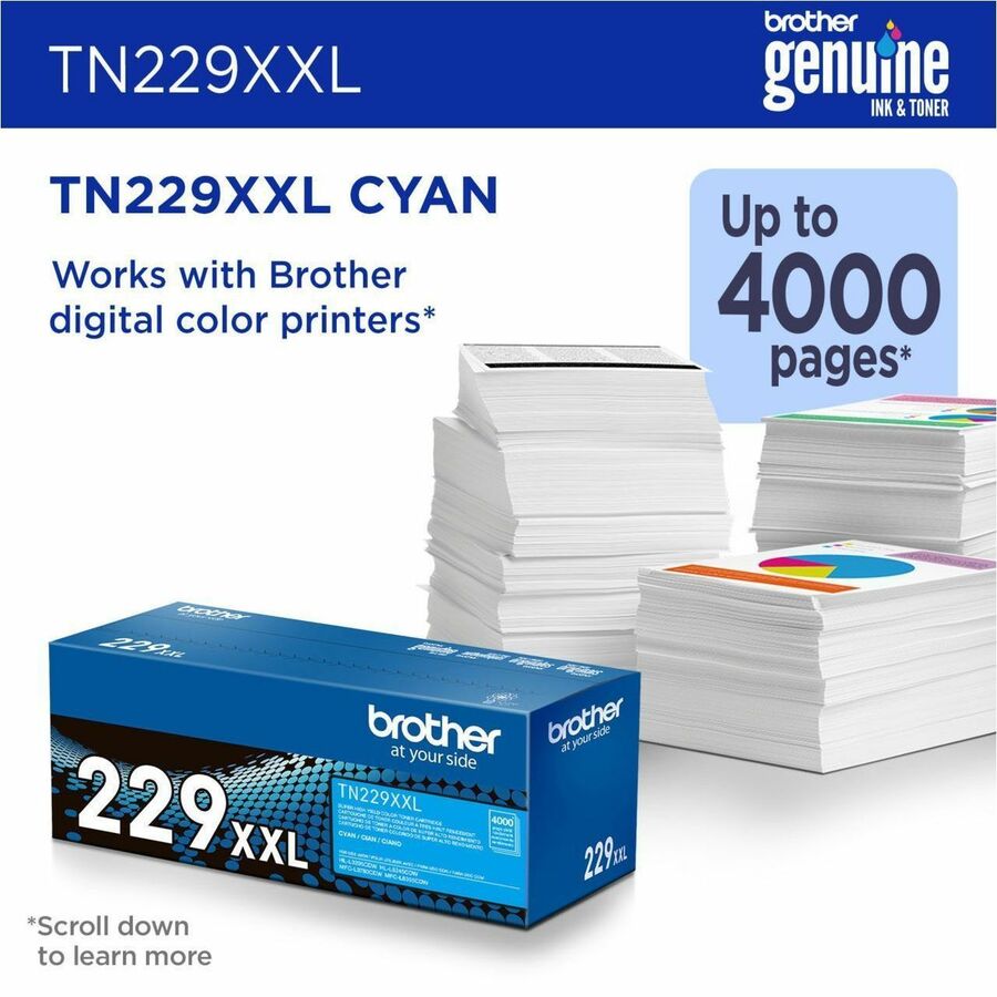 Brother Genuine TN229XXLC Super High-yield Cyan Toner Cartridge