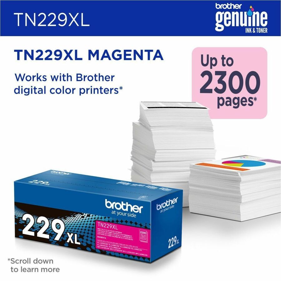 Brother Genuine TN229XLM High-yield Magenta Toner Cartridge