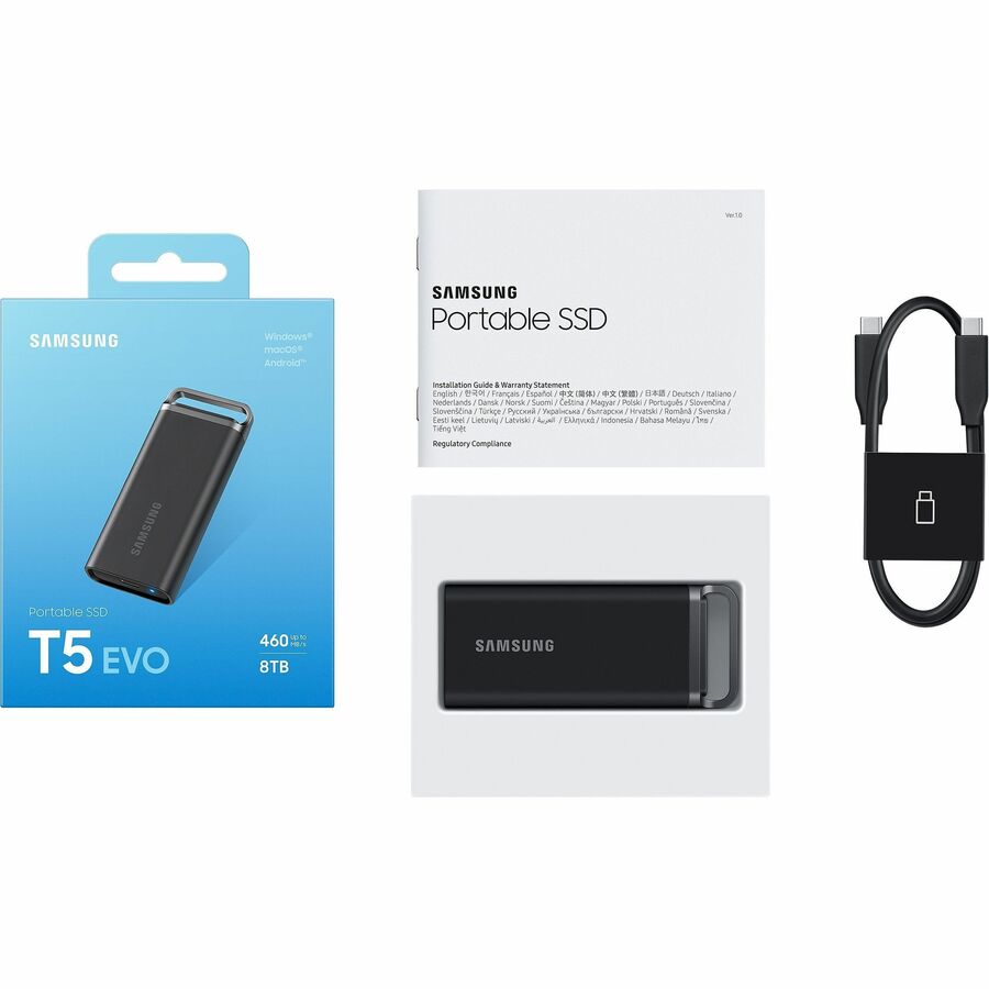 Samsung T5 EVO 8 TB Portable Solid State Drive - External - Black