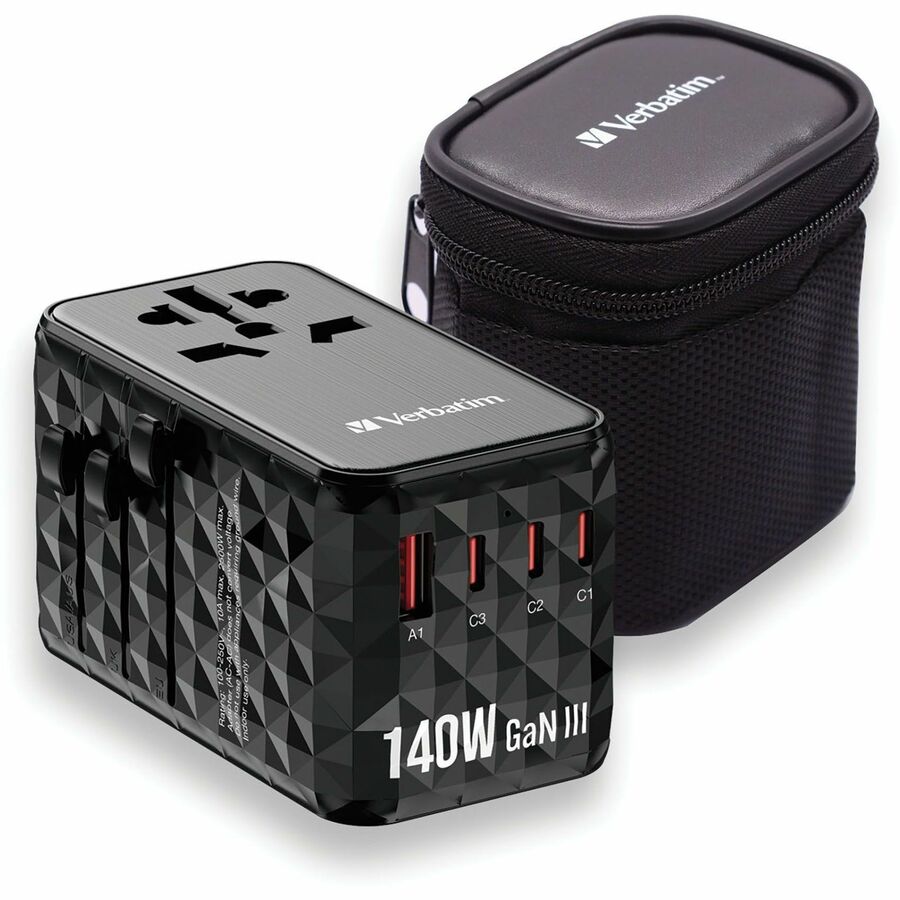 Verbatim UTA-10 GaN III Universal Travel Adapter 140W - USB-C, USB-A