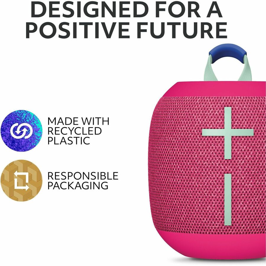 Ultimate Ears WONDERBOOM 4 Portable Waterproof Bluetooth Speaker With Big Bass and 360-Degree Sound, Dustproof Floating Speaker With 131ft (40m) Range, Pink