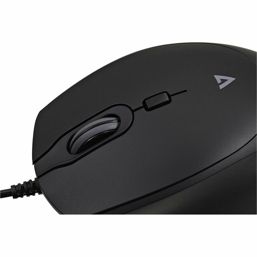 V7 MU350 USB Wired Professional Silent Mouse - Optical - 1.6m Cable - Black - USB - 2500 dpi - Scroll Wheel - 4 Button(s) - Soft Touch - Quiet Clicks - Plug and Play