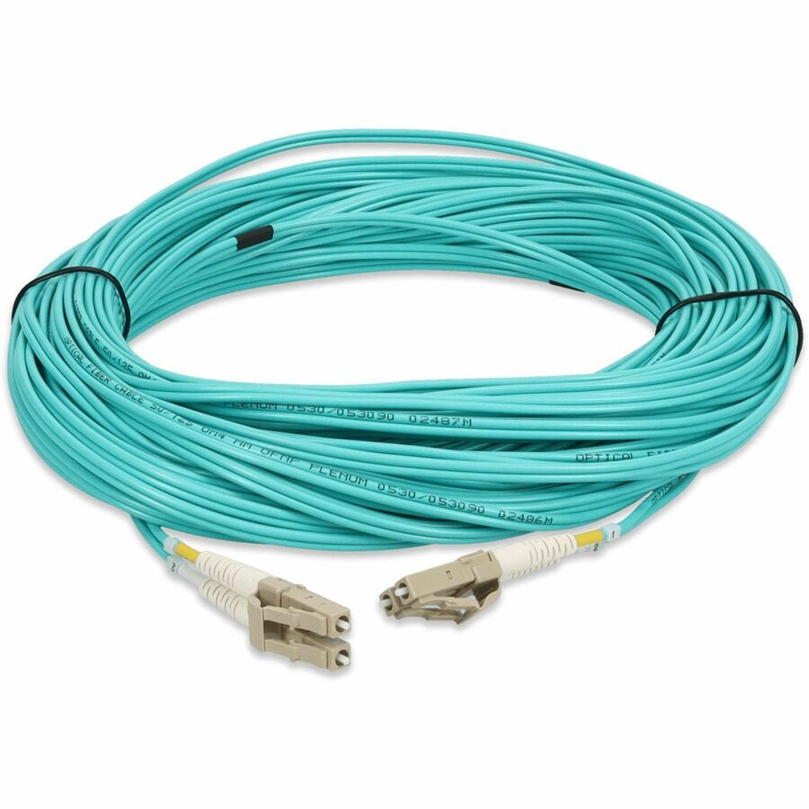 AddOn 26m LC (Male) to LC (Male) Straight Aqua OM4 Duplex Plenum Fiber Patch Cable