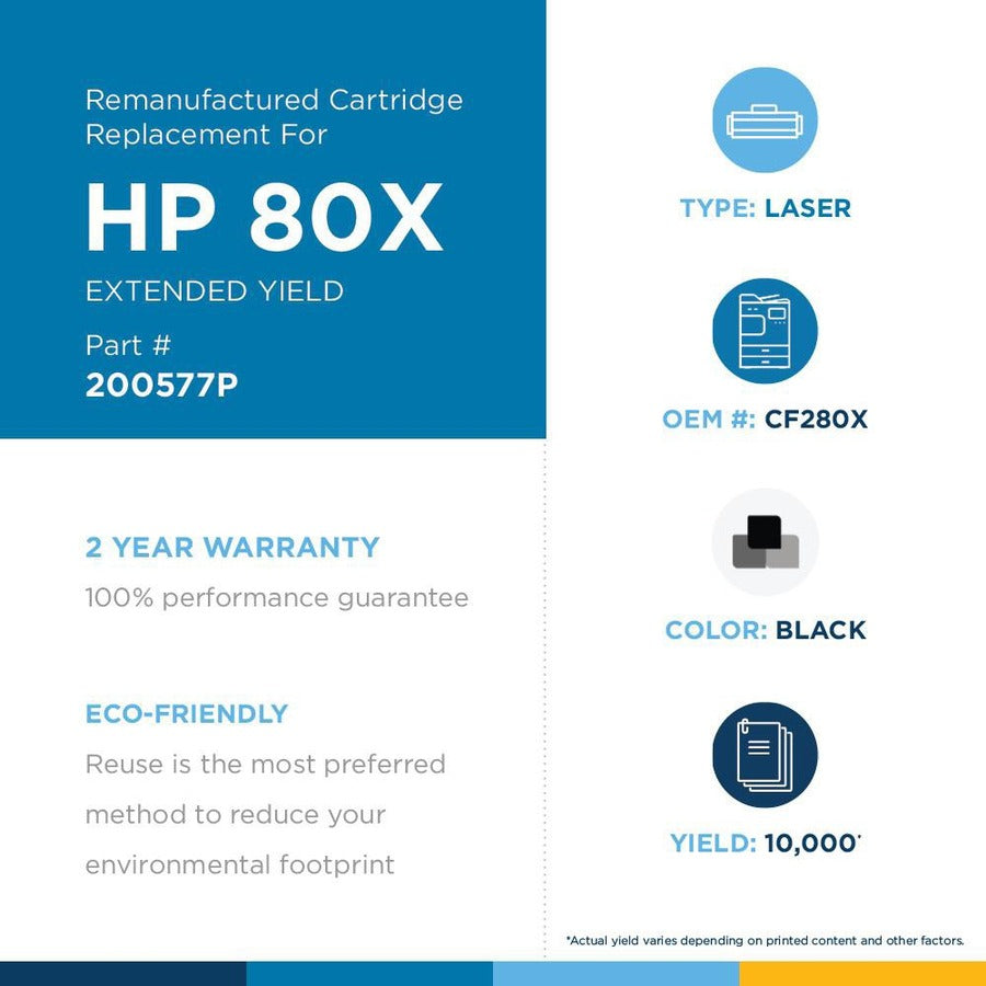 Clover Technologies Remanufactured Extended Yield Laser Toner Cartridge - Alternative for HP 80X (CF280X, CF280X(J)) - Black Pack