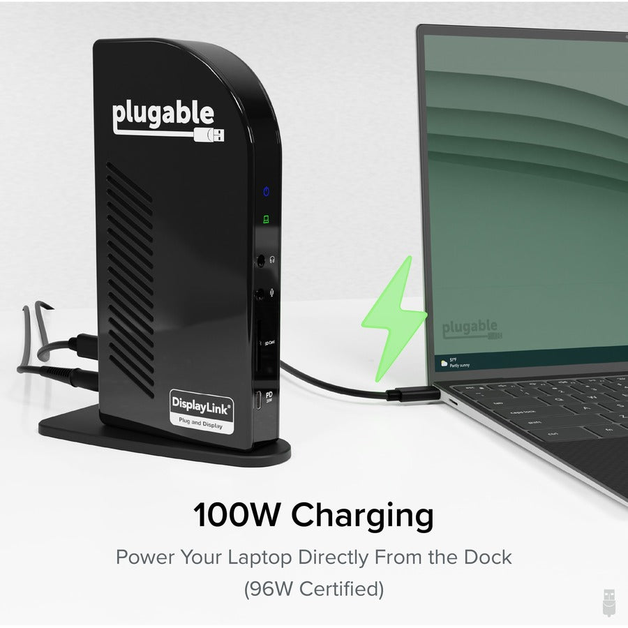 Plugable 14-in-1 USB C Docking Station with 4x HDMI, Quad Dock with 100W Charging, 4x HDMI Displays