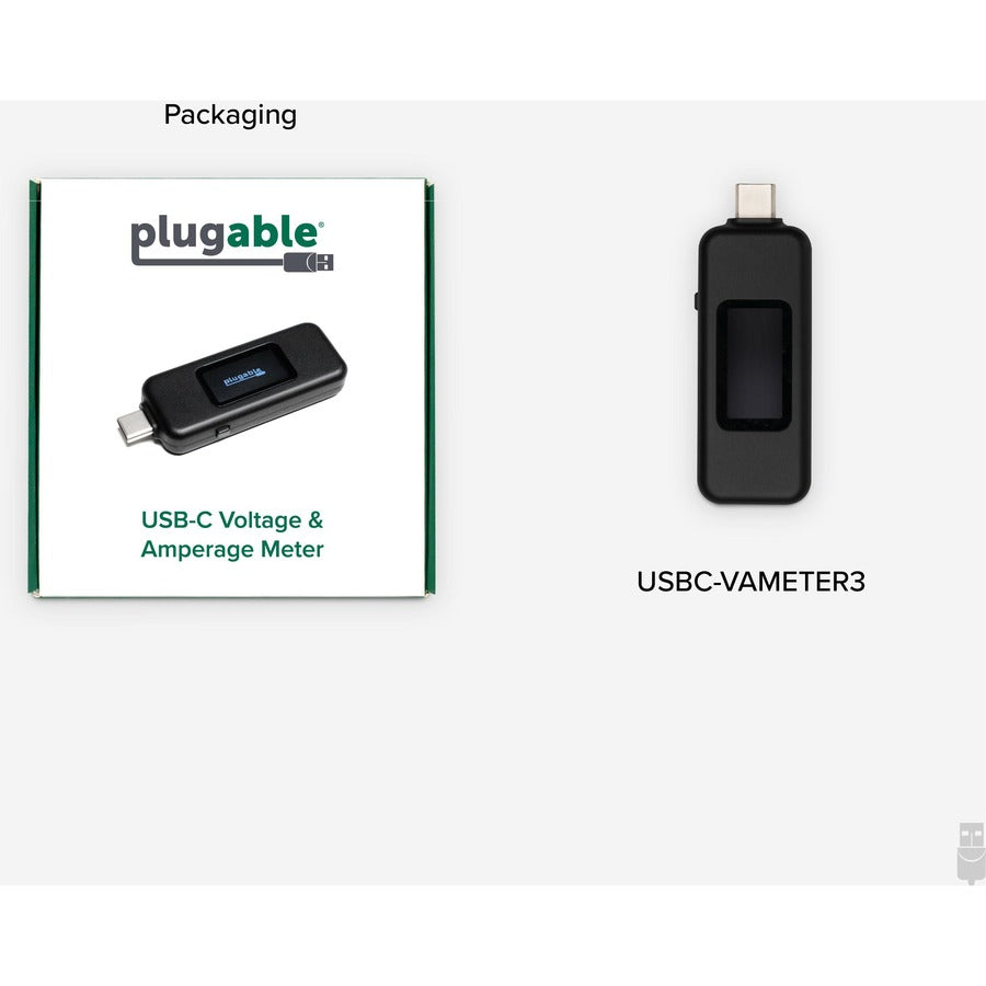 Plugable USB C Power Meter Tester for Monitoring USB-C Connections up to 240W - Digital Multimeter Tester for USB-C Cables, Laptops, Phones and Chargers