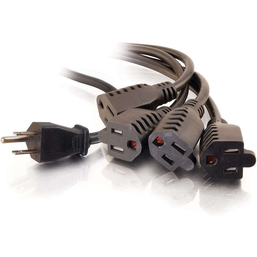 C2G 18in 1-to-4 Power Cord Splitter - 16 AWG - NEMA 5-15 to NEMA 5-15R