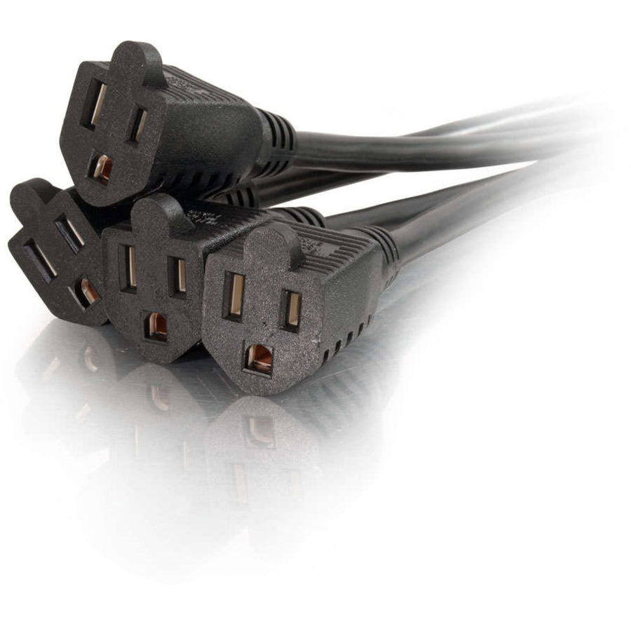 C2G 18in 1-to-4 Power Cord Splitter - 16 AWG - NEMA 5-15 to NEMA 5-15R