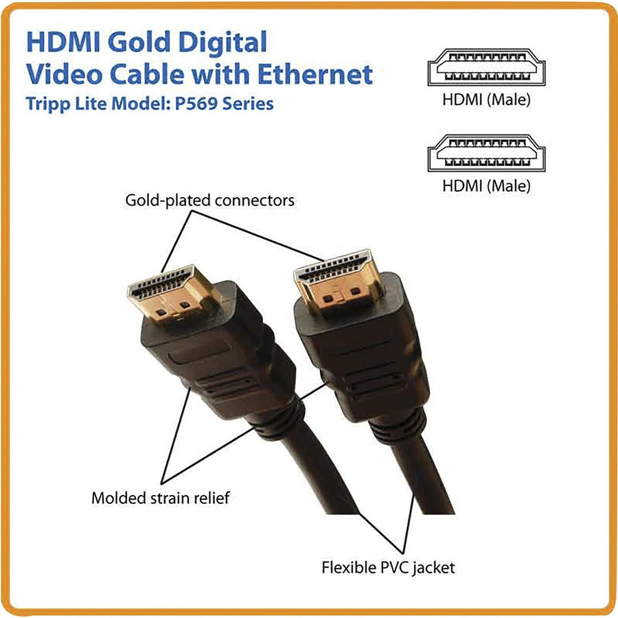 Eaton Tripp Lite Series High Speed HDMI Cable with Ethernet, UHD 4K, Digital Video with Audio (M/M), 3 ft. (0.91 m)