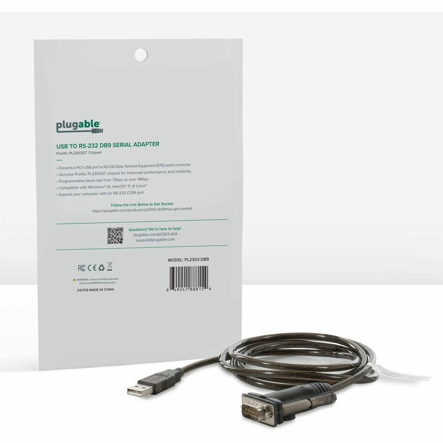 Plugable USB to Serial Adapter Compatible with Windows, Mac, Linux