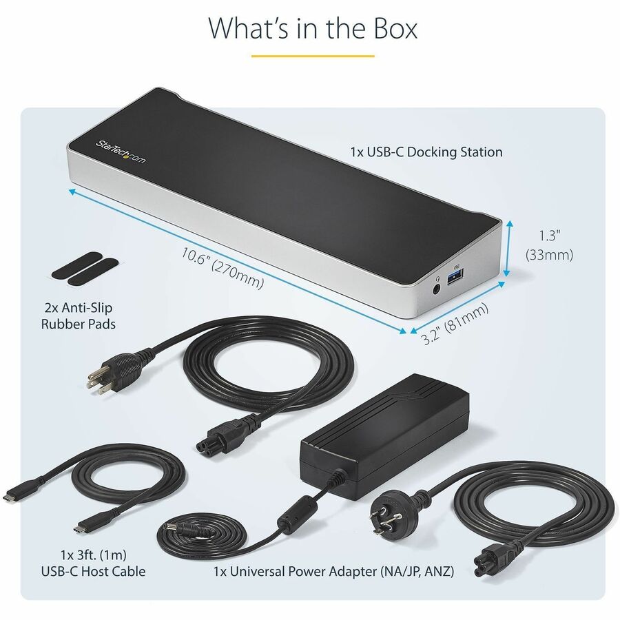 StarTech.com USB-C Dock - 4K Triple Monitor USB Type-C Docking Station with Dual DisplayPort & HDMI - 100W Power Delivery - 5x USB 3.0 Hub