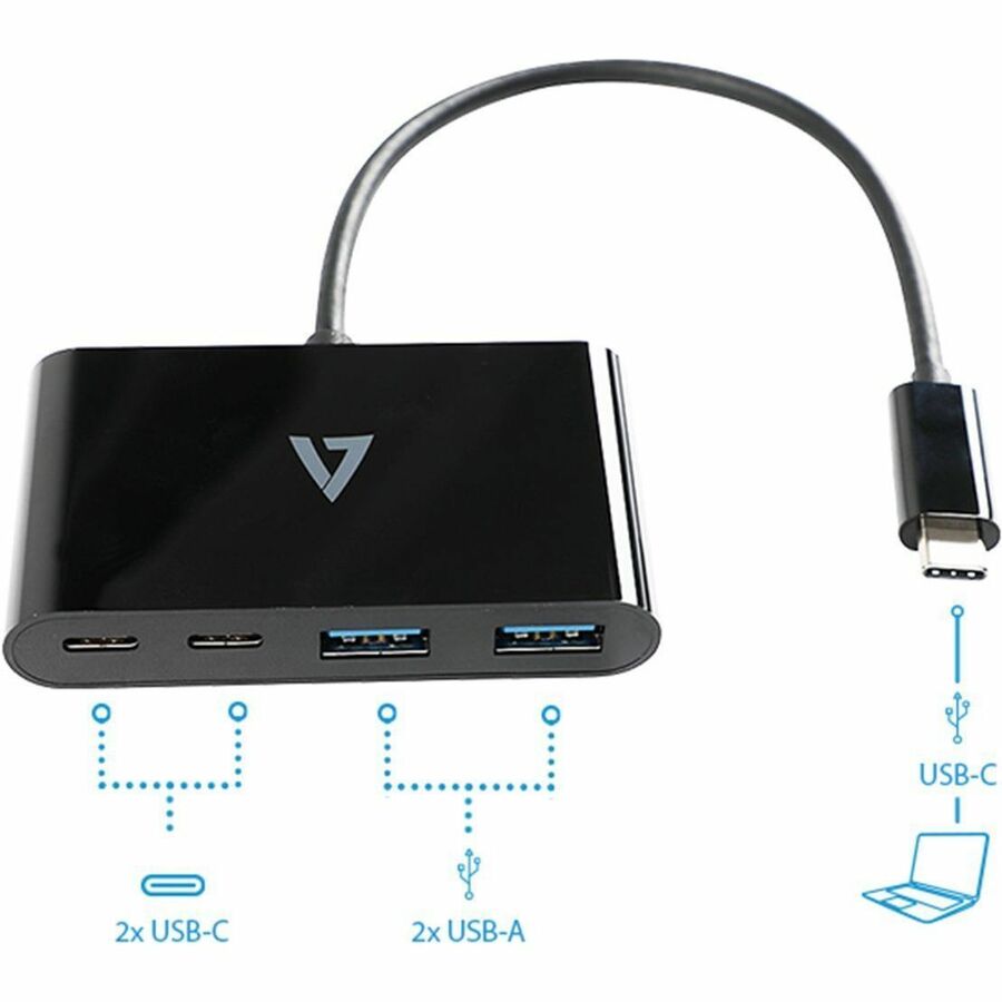 V7 V7UC2A2CHUB-BLK USB Hub